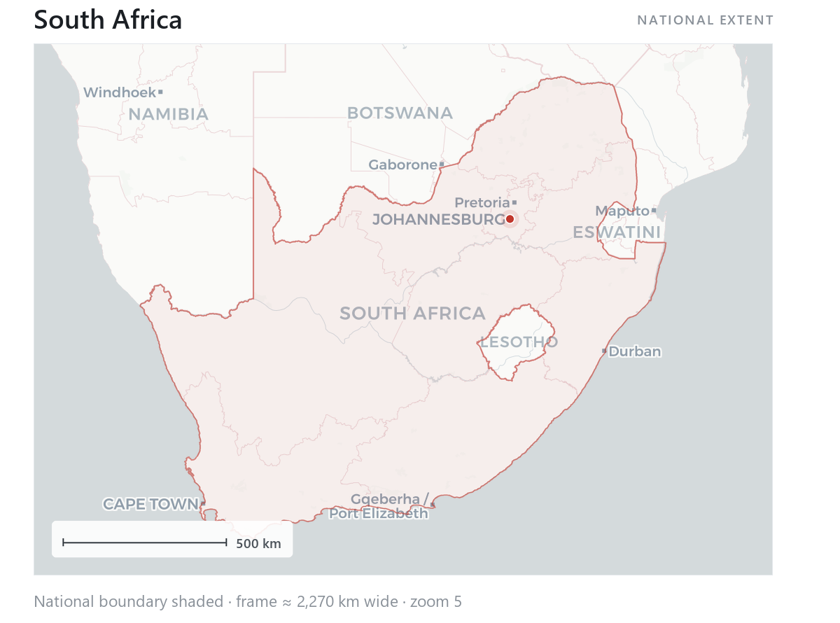 National geographic map of South Africa
